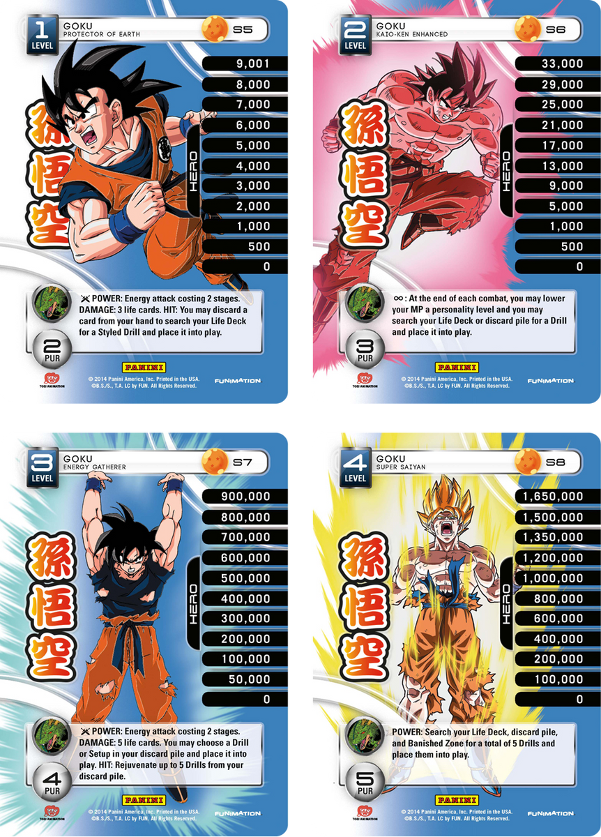 Dragon Ball Z DBZ TCG Panini Evolution Main Personality MP set level 1-4  Goku