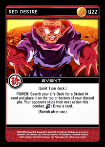 dragon ball super card game desire U22 Red Desire – DBZ Outpost